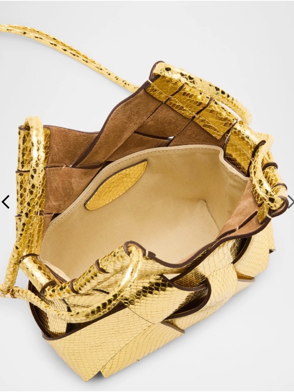 NWT Ulla Johnson Charlotte Metallic Snake-Print Woven Crossbody Bag Gold $890 - Picture 4 of 8